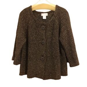 Spiegel Women’s Size XL Brown Metallic Chunky 3/4 Bell Sleeve Cardigan